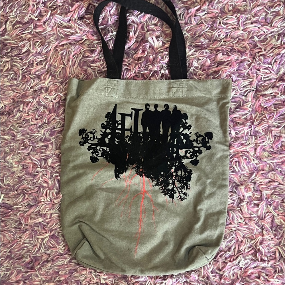 Stylish AFI  Tote Bag with Black Silhouette Design